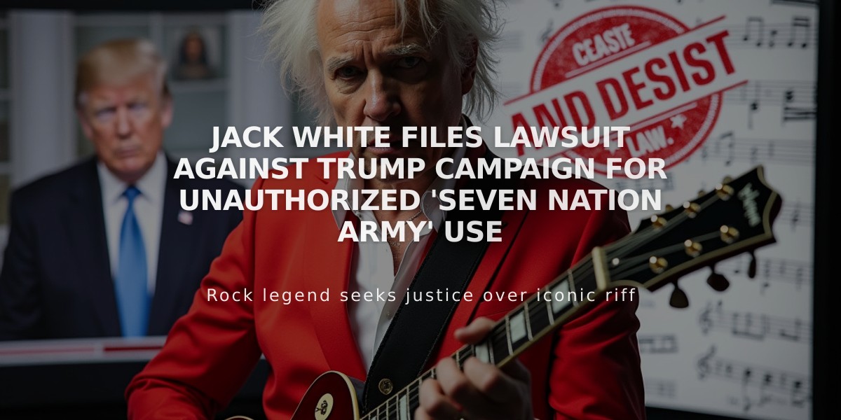 Jack White Files Lawsuit Against Trump Campaign for Unauthorized 'Seven Nation Army' Use