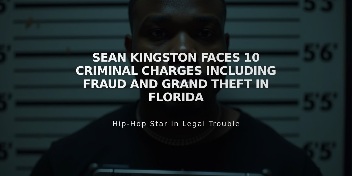 Sean Kingston Faces 10 Criminal Charges Including Fraud and Grand Theft in Florida