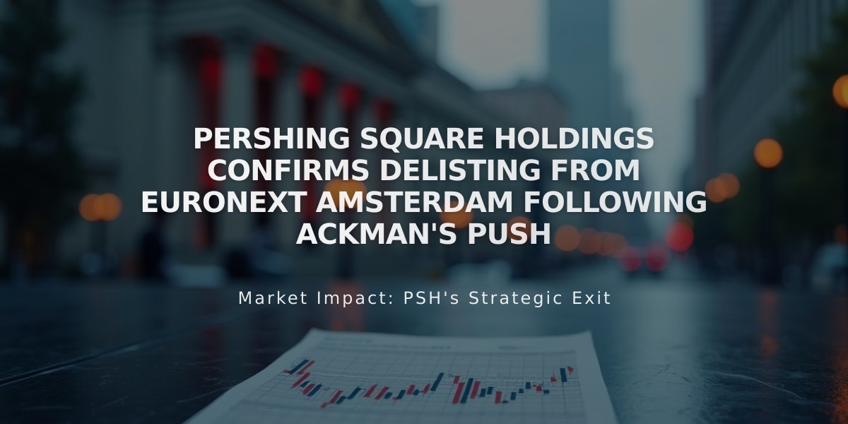 Pershing Square Holdings Confirms Delisting from Euronext Amsterdam Following Ackman's Push