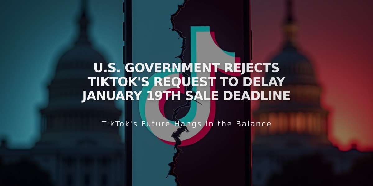 U.S. Government Rejects TikTok's Request to Delay January 19th Sale Deadline