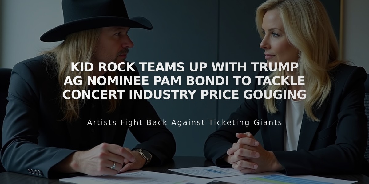 Kid Rock Teams Up with Trump AG Nominee Pam Bondi to Tackle Concert Industry Price Gouging