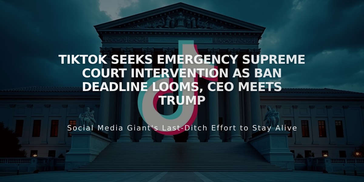 TikTok Seeks Emergency Supreme Court Intervention as Ban Deadline Looms, CEO Meets Trump